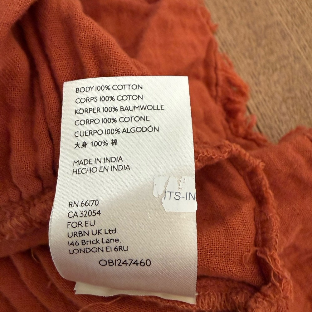 Free People Lyra Tiered Bed Jacket Gauzey Rust Orange Boho Oversized XL - Picture 9 of 14